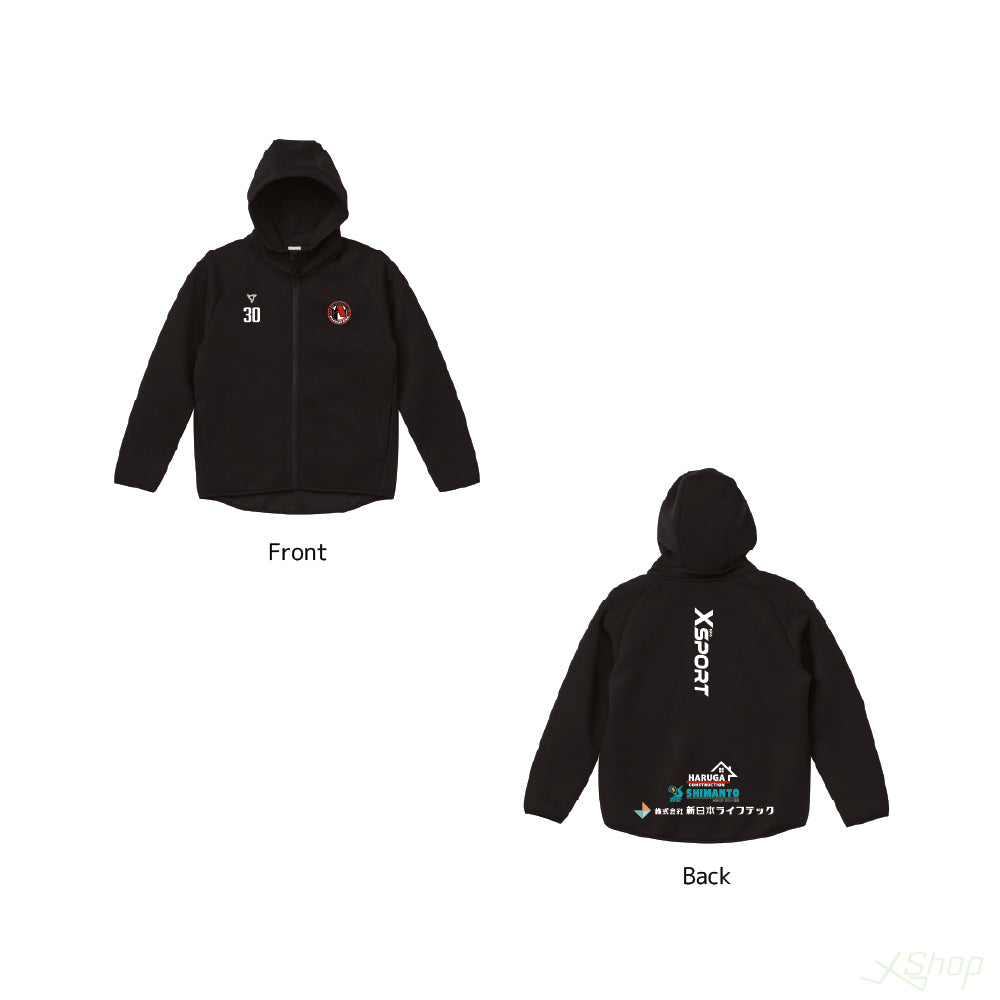 ダンボールニットフルジップパーカー/ブラック